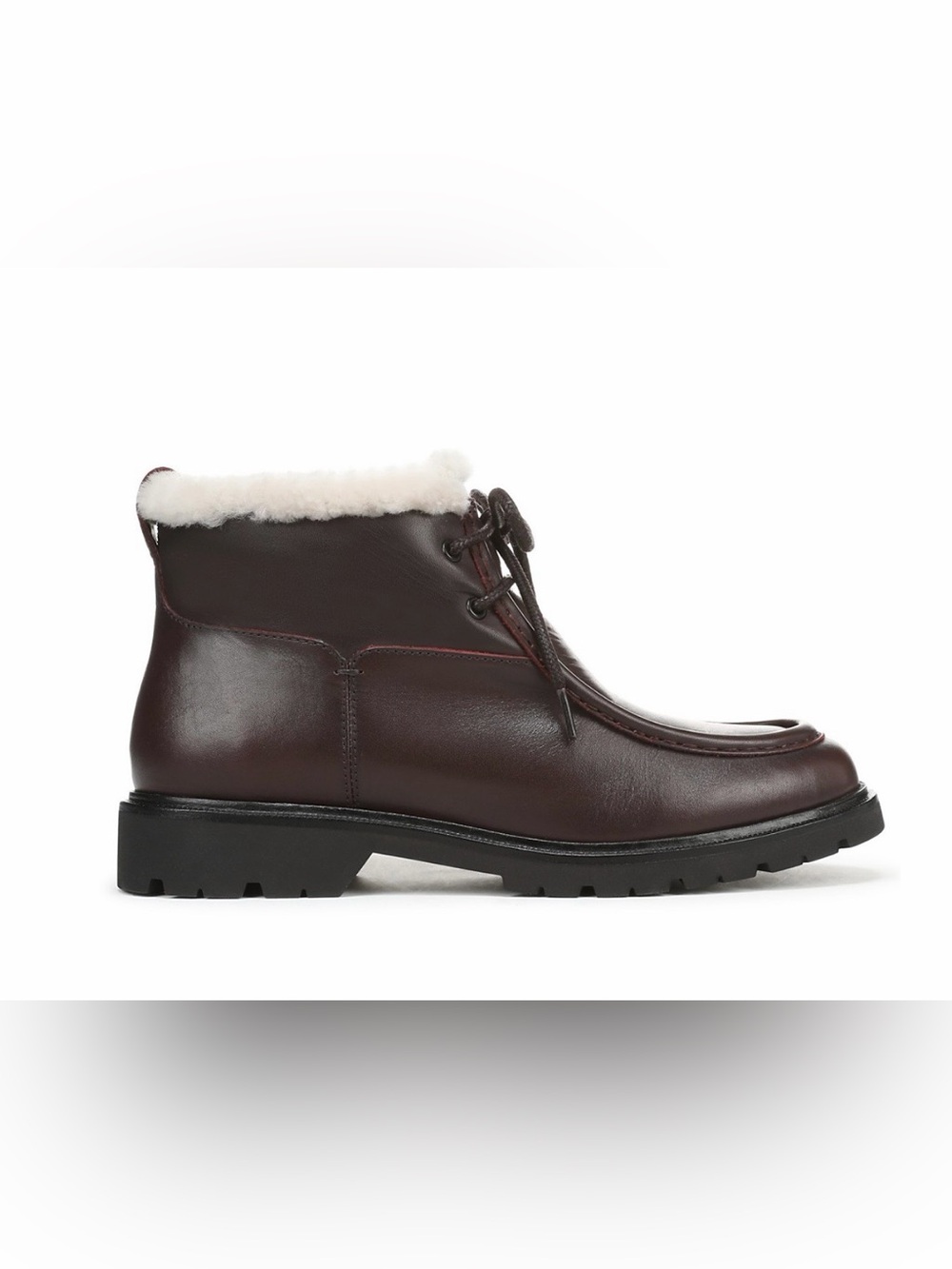 Vince Sierra shearling lined leather ankle boot chili brown